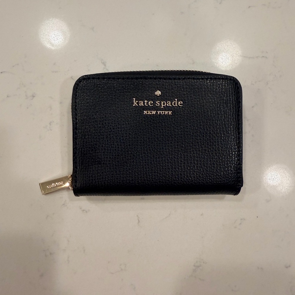 Kate Spade Black Zip Wallet with Gold Details